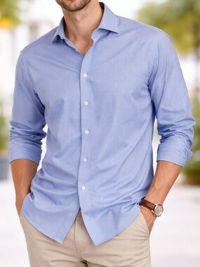 Men’s Saks Fifth Avenue Black Label Egyptian Cotton Blue Dress Shirt size 16